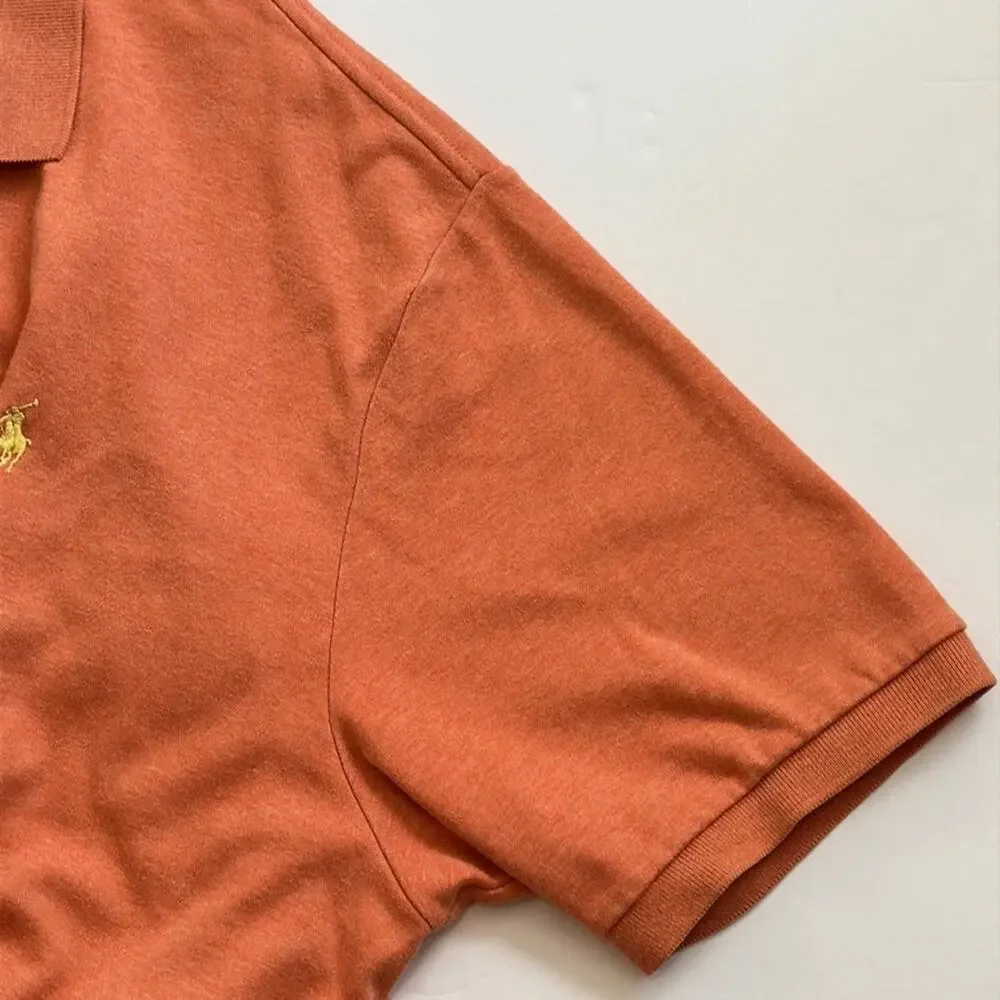 Polo By Ralph Lauren Men's Polo Shirt Orange Yellow Rugby Pony Size XXL
